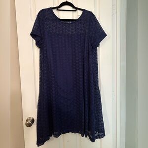 Lane Bryant Navy Lace Midi Shift Dress